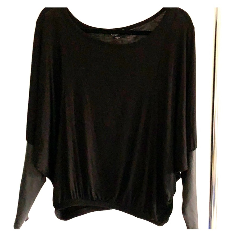 Bebe Faux Leather Sleeve Top